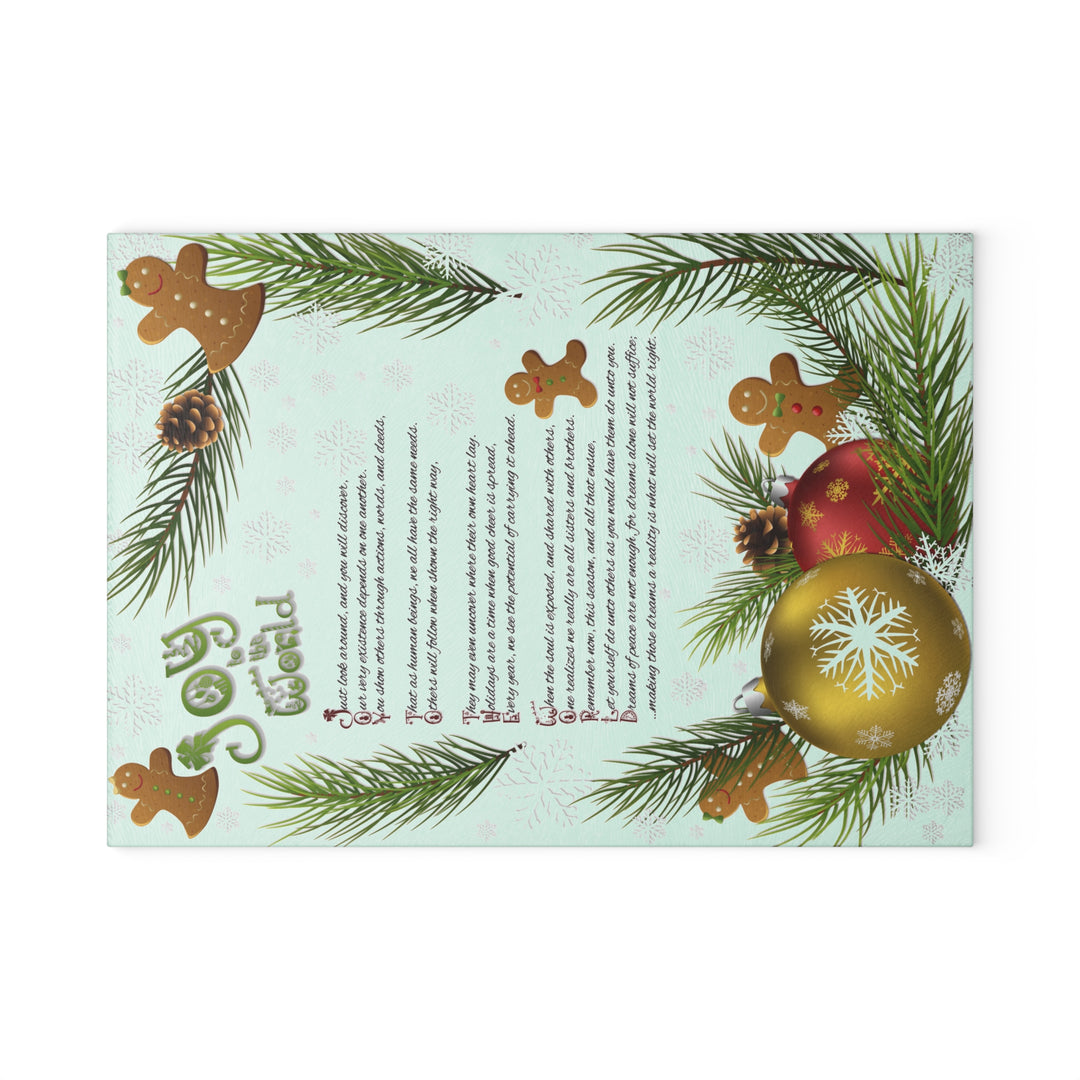 Joy to the World Acrostic Poem Glass Cutting Board - Gingerbread
