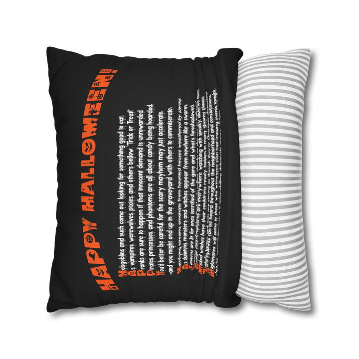 "Happy Halloween" Acrostic Poem Square Pillow Cover - Creepy Pumpkin