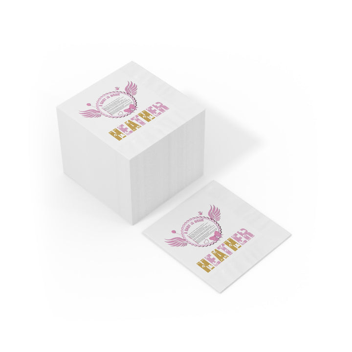 A Baby is Born Baby Shower Coined Napkins - Pink Wings - Personalized