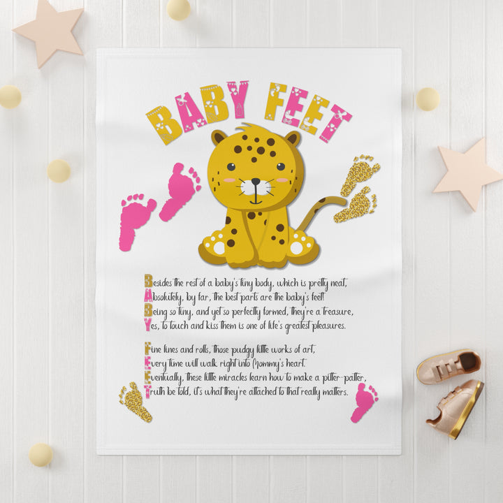 Baby Steps Baby Blanket with Acrostic Poem Spelling Out "Baby Feet"
