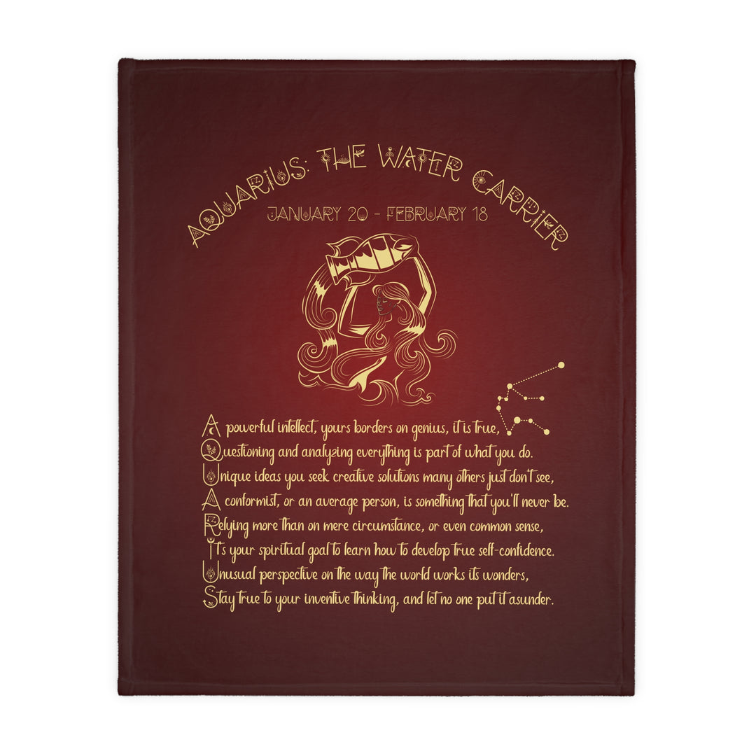 Aquarius Acrostic Poem Velveteen Microfiber Blanket (Two-sided print)