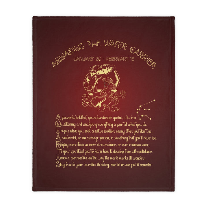 Aquarius Acrostic Poem Velveteen Microfiber Blanket (Two-sided print)