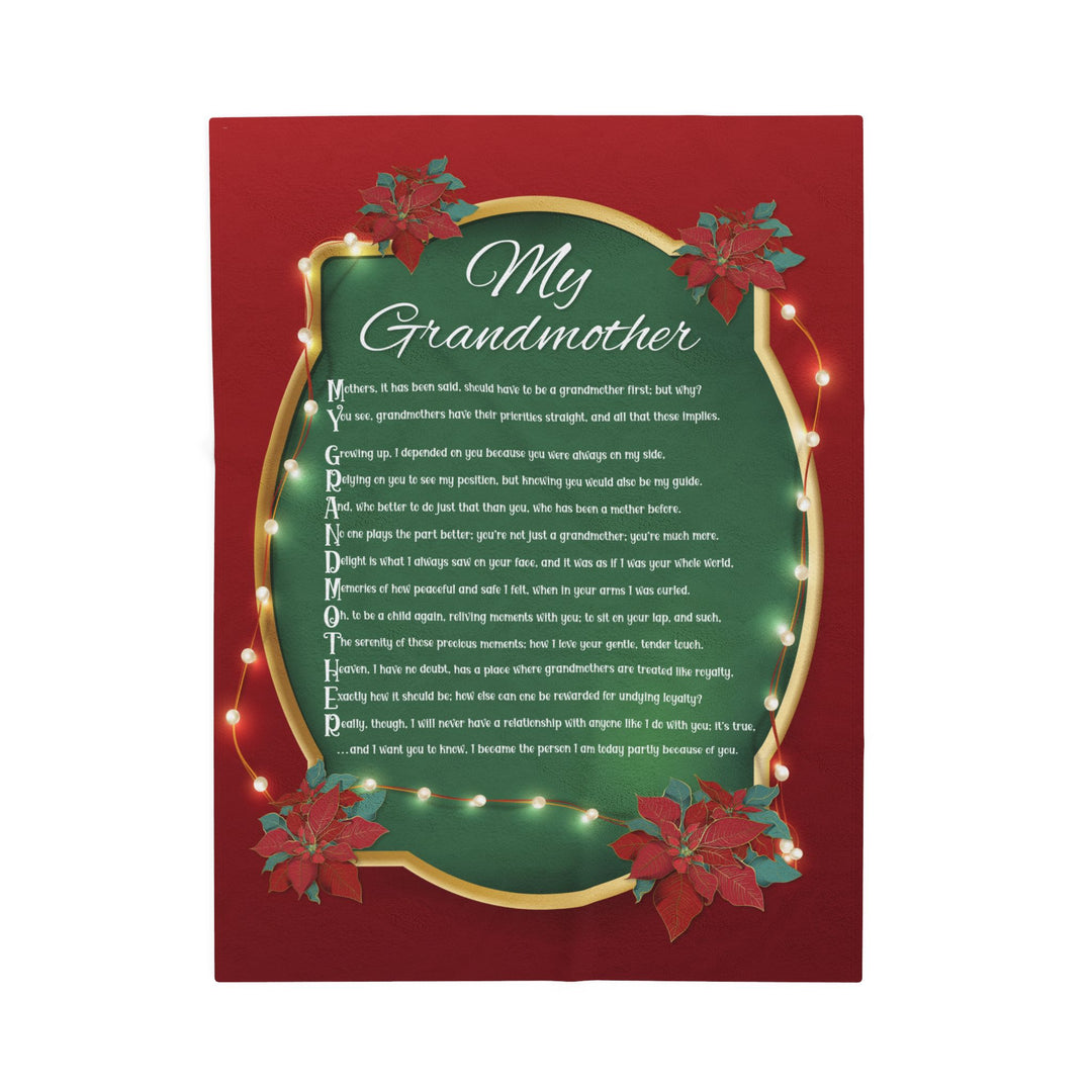 My Grandmother Acrostic Poem Velveteen Plush Blanket - Poinsettias