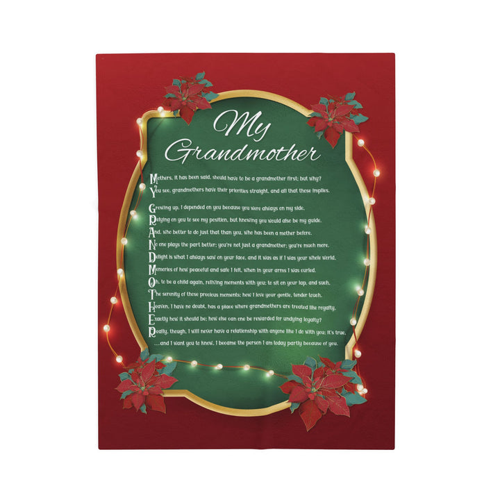 My Grandmother Acrostic Poem Velveteen Plush Blanket - Poinsettias