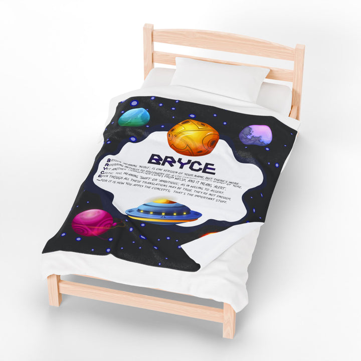 Namesakes Acrostic Poem Velveteen Plush Blanket - Space Design