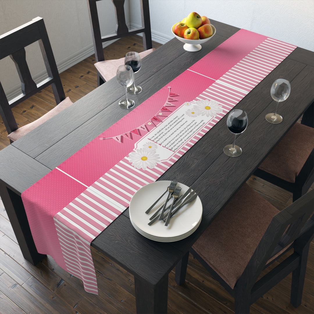 It’s a Girl Table Runner - Pink-White Stripes - No Personalization