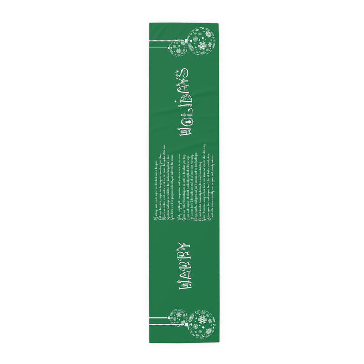 Happy Holidays Acrostic Poem Table Runner - Green-Ornaments