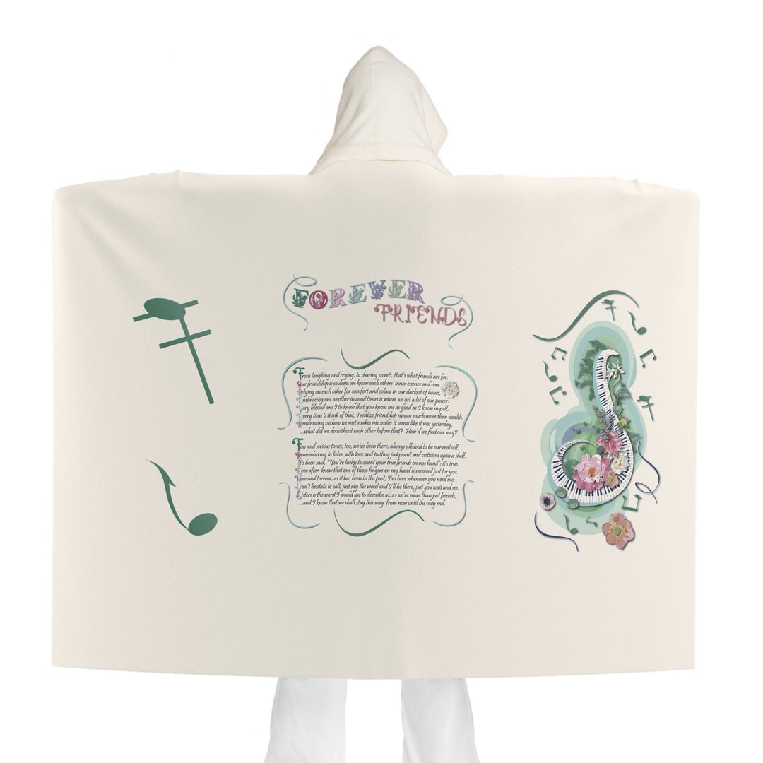 Forever Friends Acrostic Poem Hooded Sherpa Blanket - Musical Notes - No Personalization