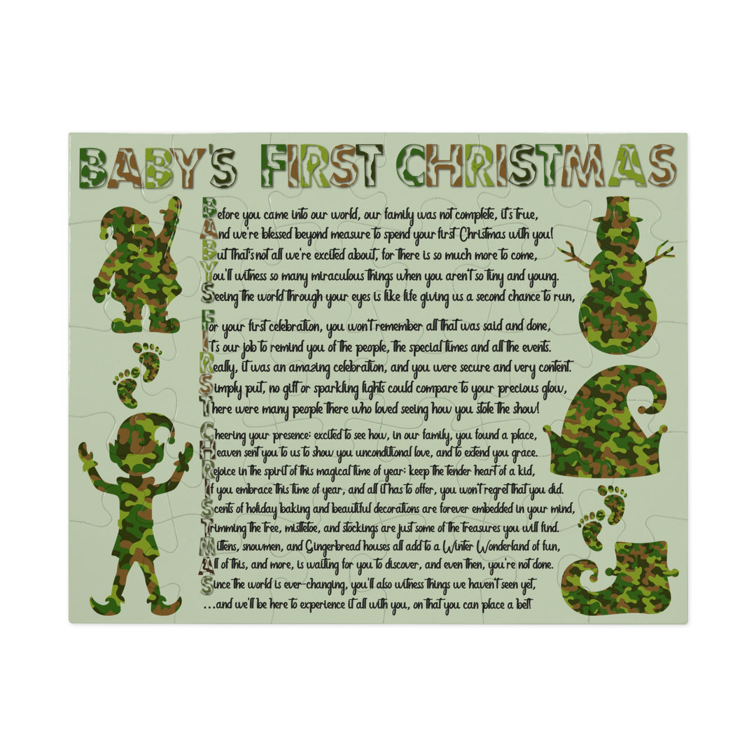 Baby's First Christmas Acrostic Poem Puzzle - Camo - Tin Box