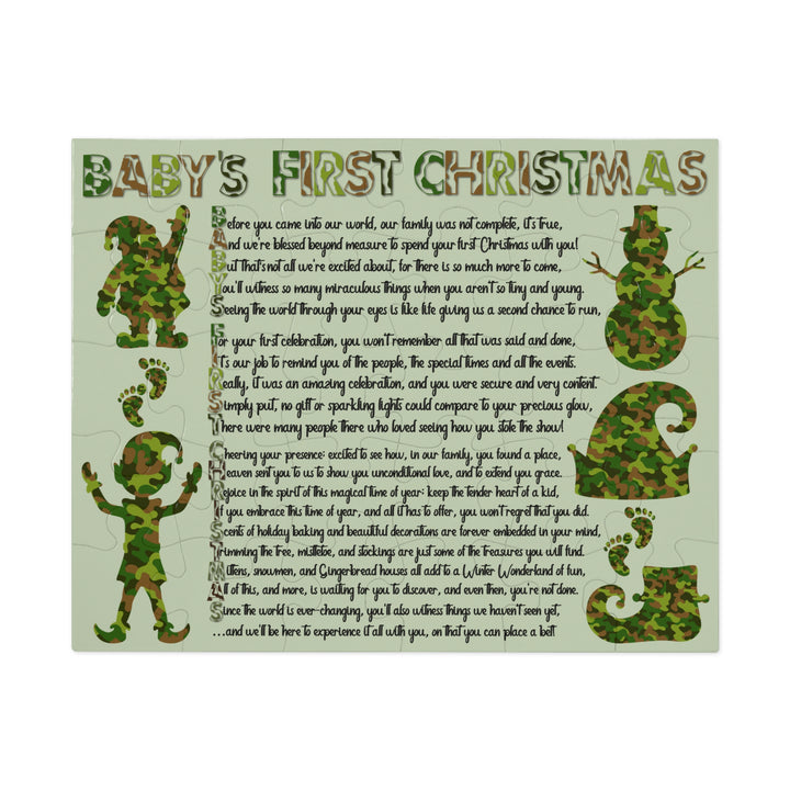 Baby's First Christmas Acrostic Poem Puzzle - Camo - Tin Box
