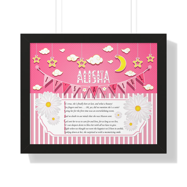 Baby Steps Framed Print Collection - Pink Stripes - "It's a Girl" Personalized