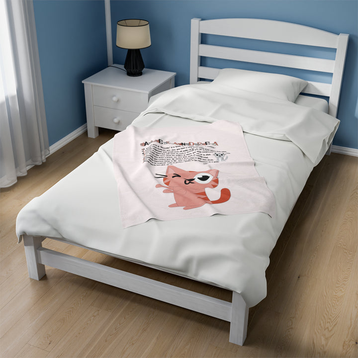Namesakes Velveteen Plush Blanket with Acrostic Poem - Kitty Design