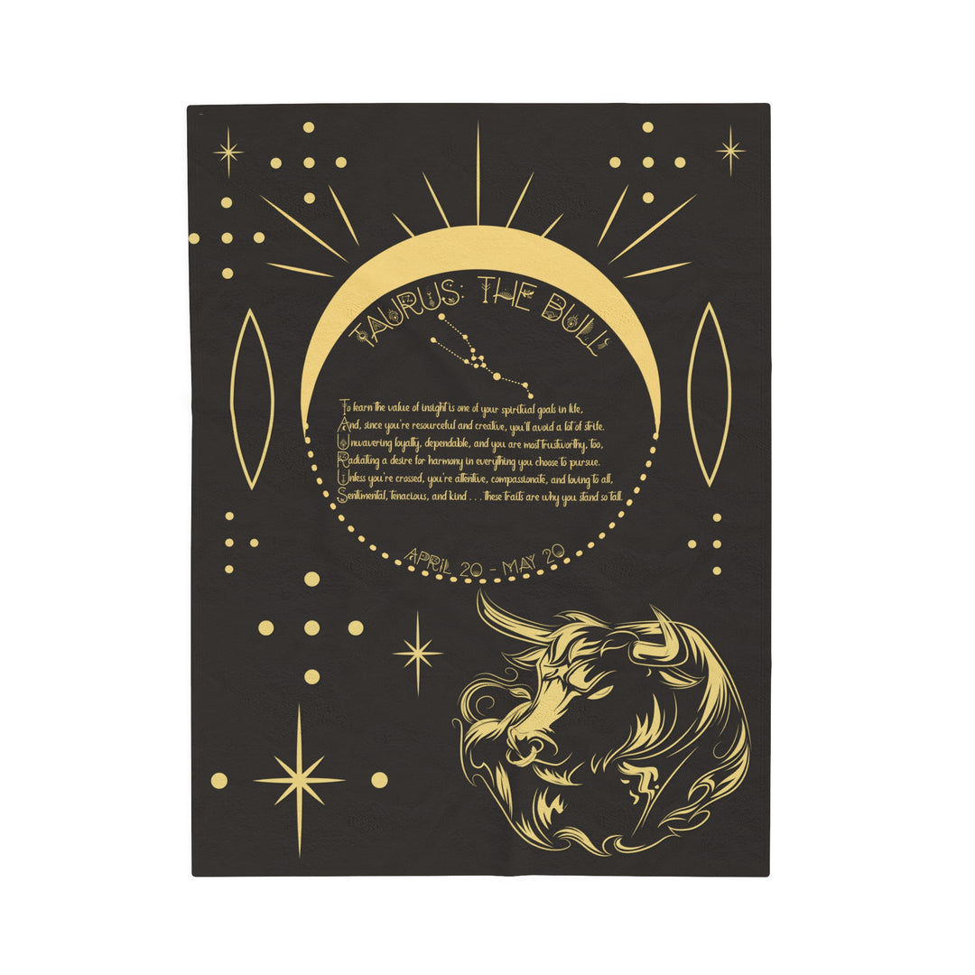 Written in the Stars Velveteen plush blanket with acrostic poem spelling out "Taurus"