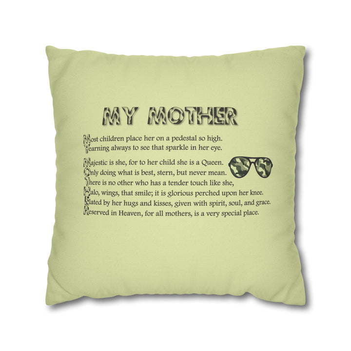 My Mother Acrostic Poem Pillow Cover -  Camo Design