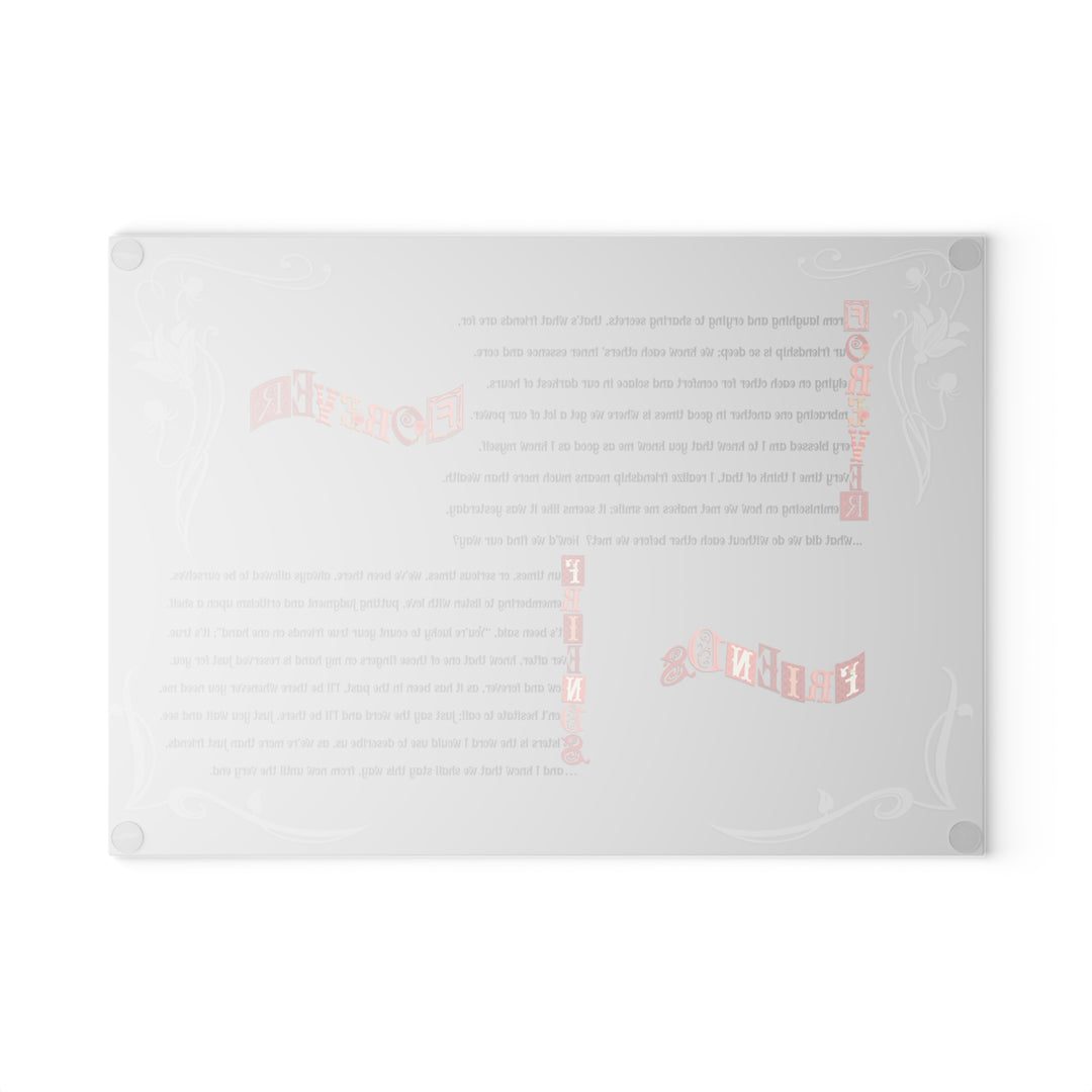 Forever Friends Acrostic Poem Glass Cutting Board - Eclectic Font