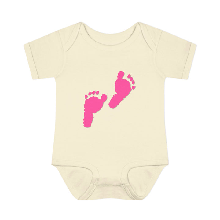 Baby Steps "Baby Feet" Acrostic Poem Bodysuit - Pink Footprints