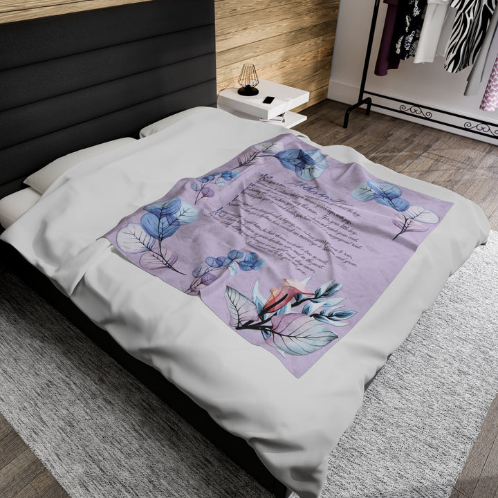 It's Just a Phrase Velveteen Plush Blanket with Acrostic Poem Spelling out "Mother-in-Law" - Transparent Flowers