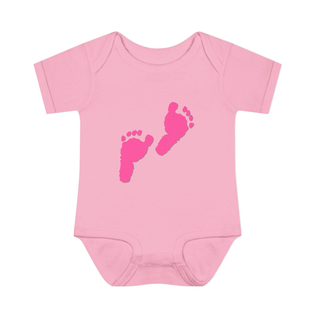 Baby Steps "Baby Feet" Acrostic Poem Bodysuit - Pink Footprints