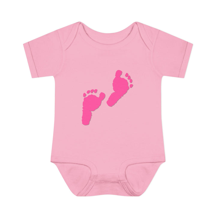 Baby Steps "Baby Feet" Acrostic Poem Bodysuit - Pink Footprints