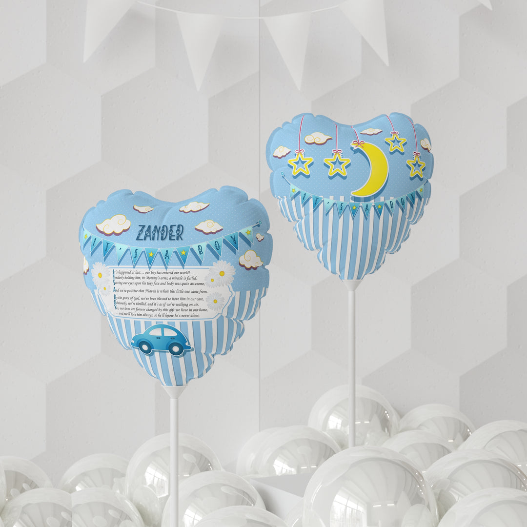It's a Boy 11" Acrostic Poem Balloon - Blue Stripes-Car - Personalized