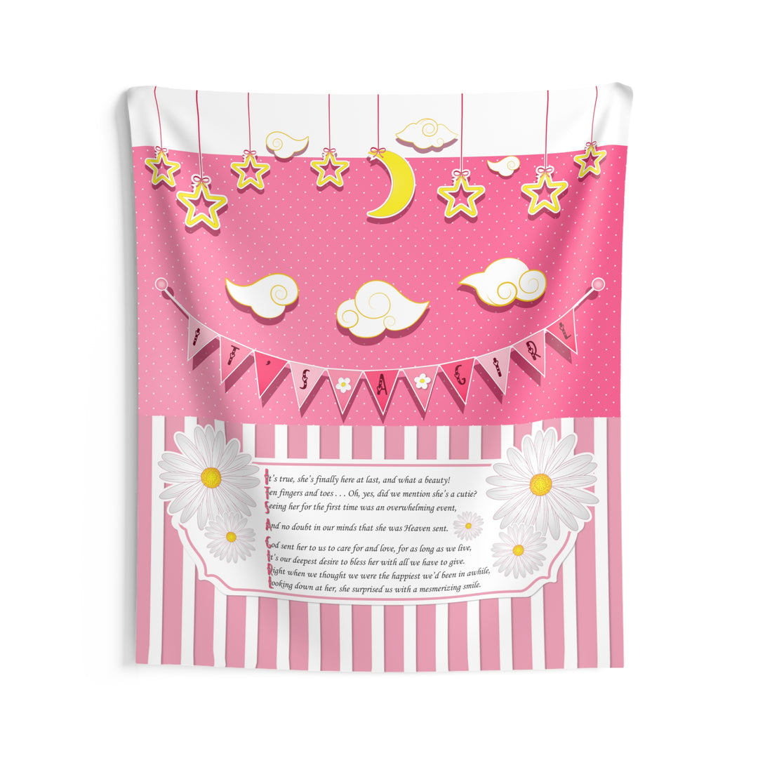 Baby Steps "It's a Girl" Baby Shower Indoor Wall Tapestry/Backdrop