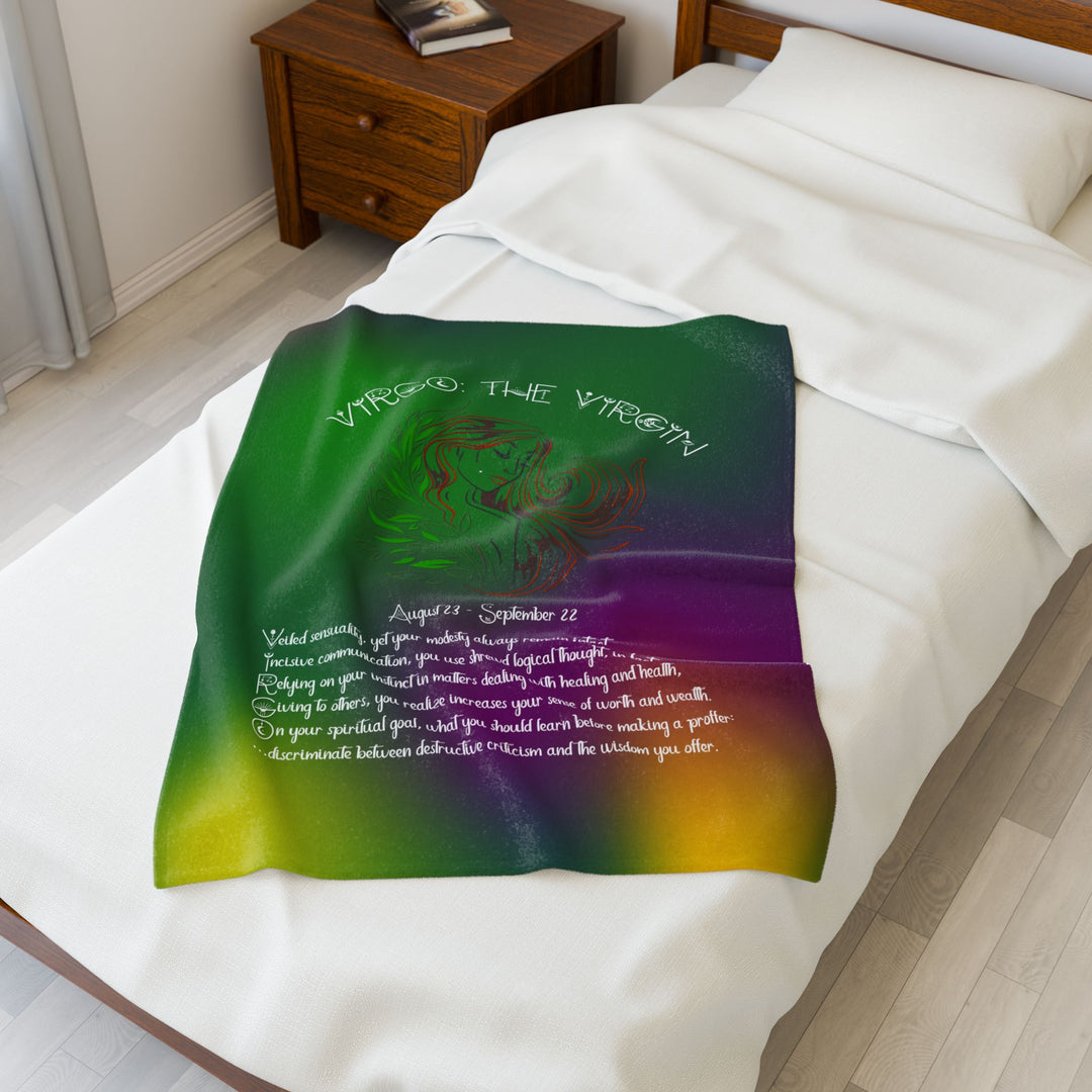Virgo Acrostic Poem Velveteen Plush Blanket - Colored