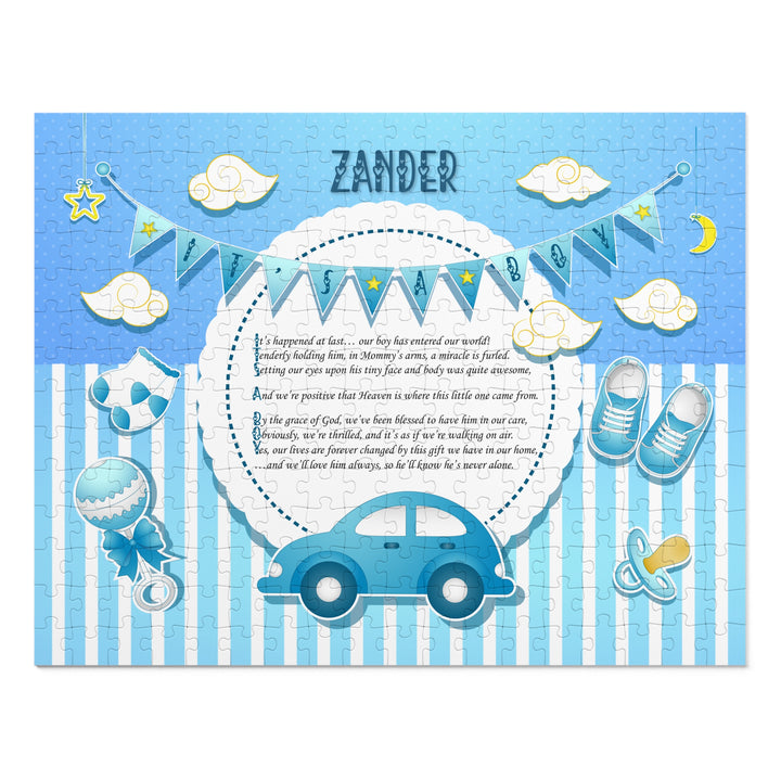 It's a Boy Acrostic Poem Puzzle - Blue Stripes - Tin Box - Personalized