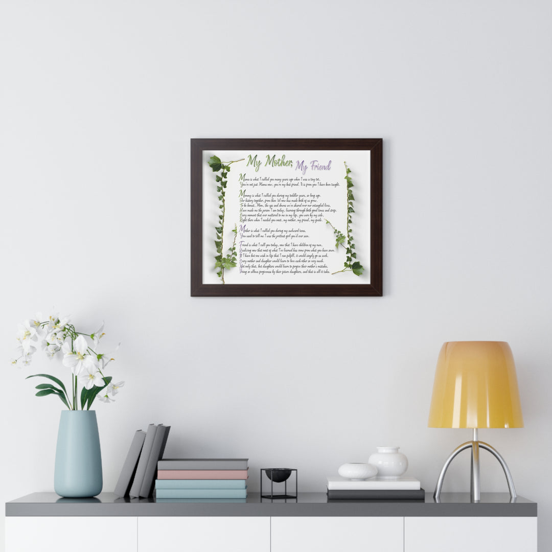 "My Mother, My Friend" Framed Acrostic Poem Print - Soft