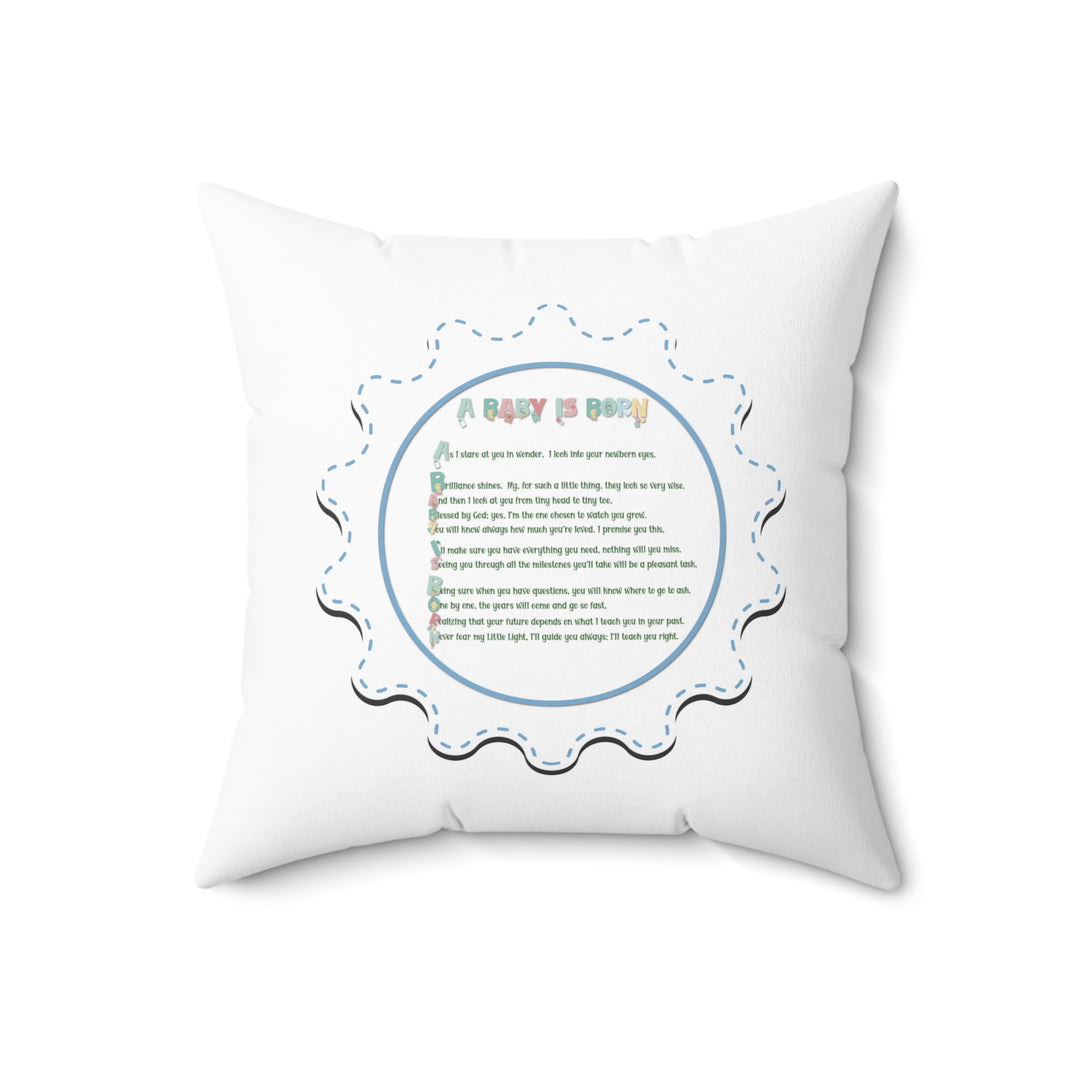 FIX TEXT "A Baby is Born" Acrostic Poem Pillow - White
