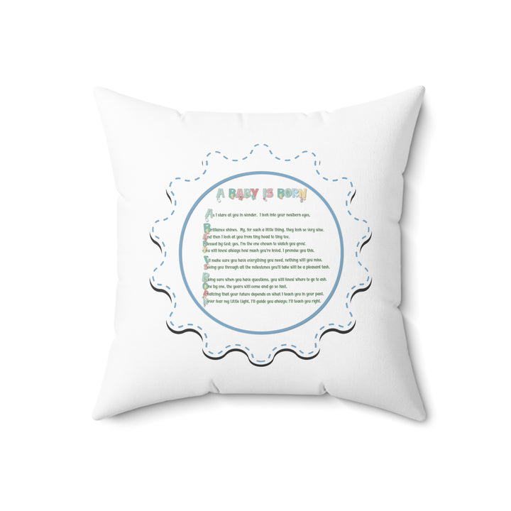 FIX TEXT "A Baby is Born" Acrostic Poem Pillow - White