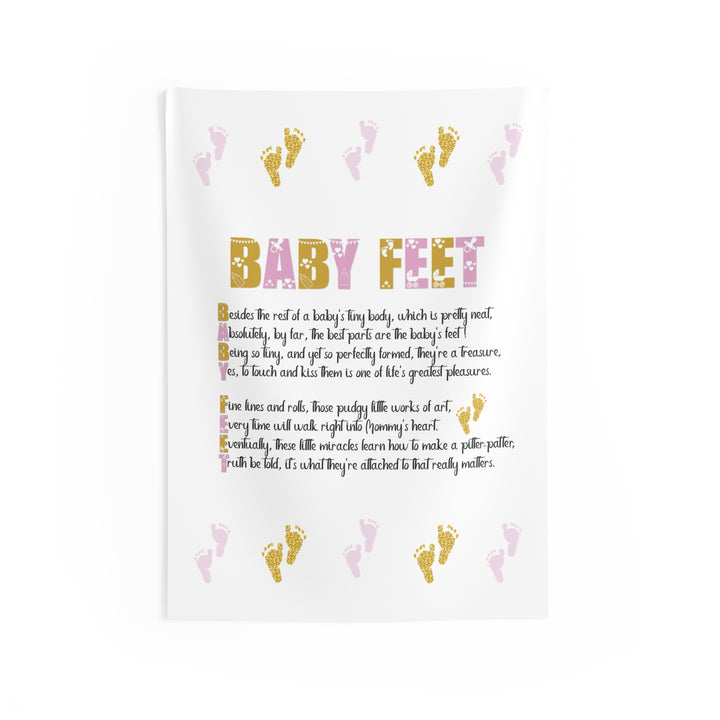 "Baby Feet" Acrostic Poem Baby Shower Backdrop - Pink and Gold - No Personalization