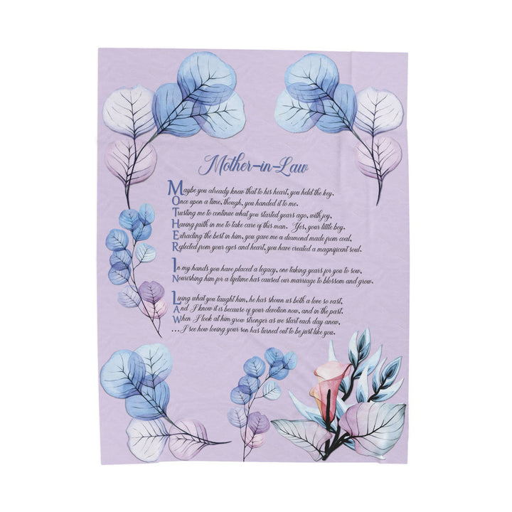 Mother-in-Law Acrostic Poem Velveteen Plush Blanket - Transparent Flowers