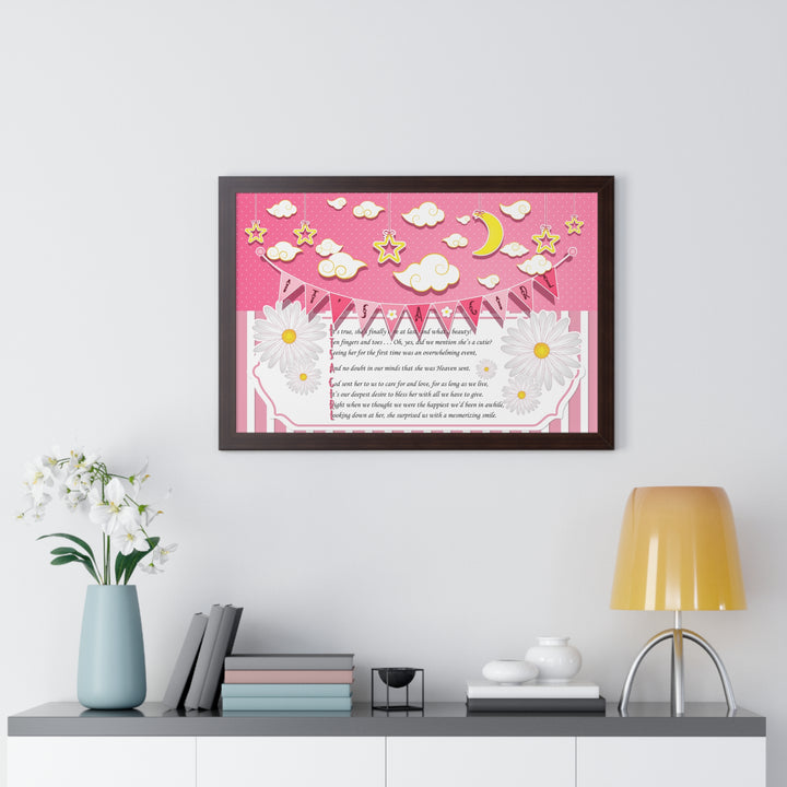 Baby Steps "It's a Girl" Framed Print - Pink Stripes -No Personalization