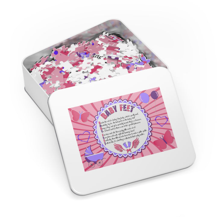 Baby Feet Acrostic Poem Puzzle - Baby feet - Pink-Wings - Tin Box