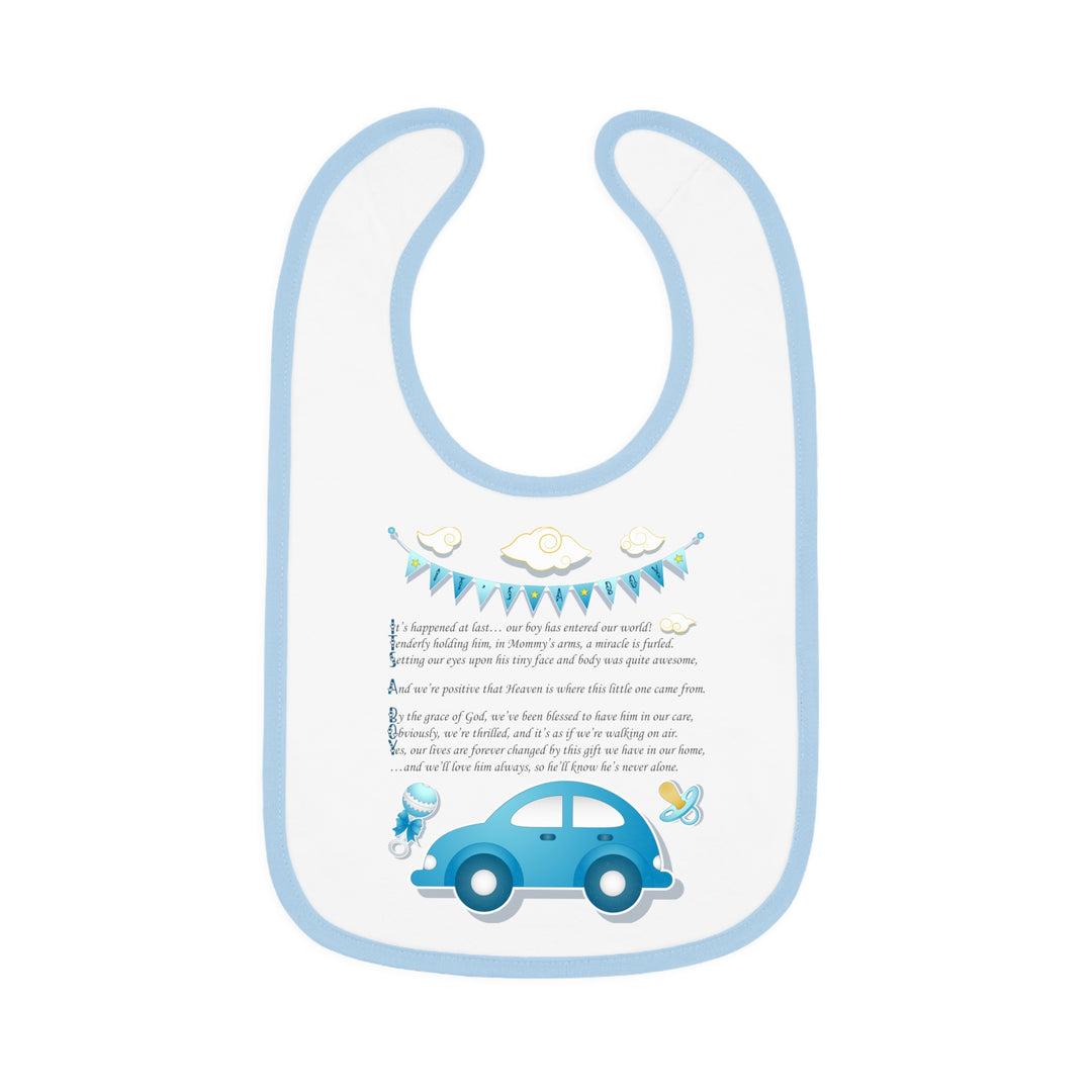 Baby Steps Acrostic Poem - Contrast Trim Jersey Bib - "It's a Boy"