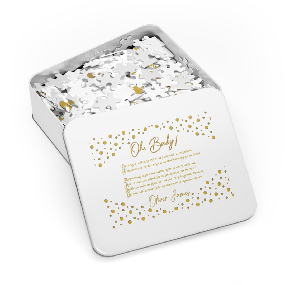 Oh, Baby! Acrostic Poem Jigsaw Puzzle - Personalized - Tin Box
