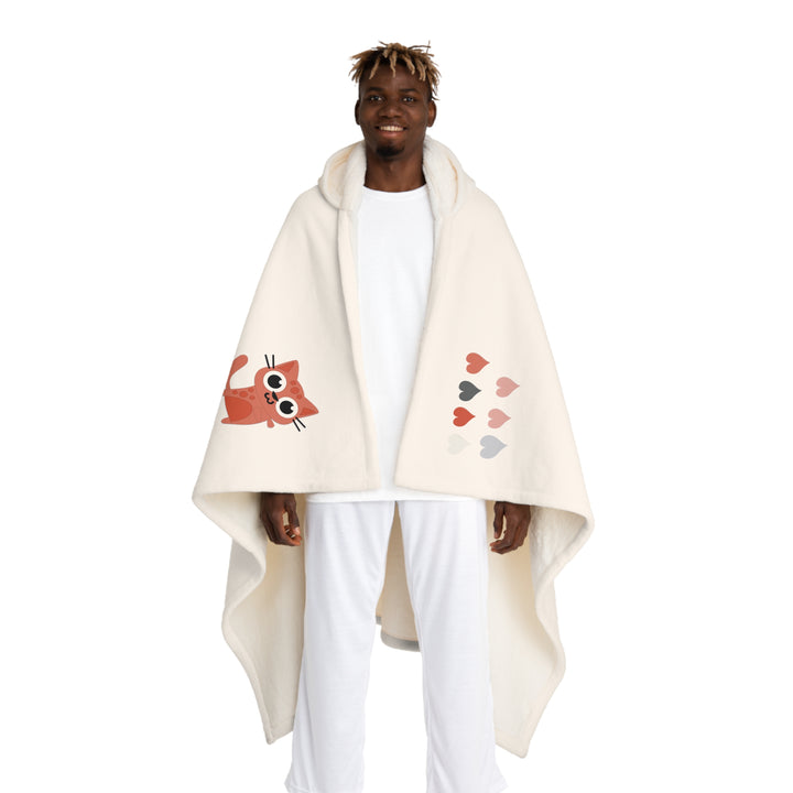 Namesakes Acrostic Poem Hooded Sherpa Fleece Blanket - Kitty and Hearts