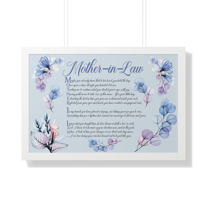 It's Just a Phrase "Mother-in-Law" Framed Horizontal Acrostic Poem Print- Floral