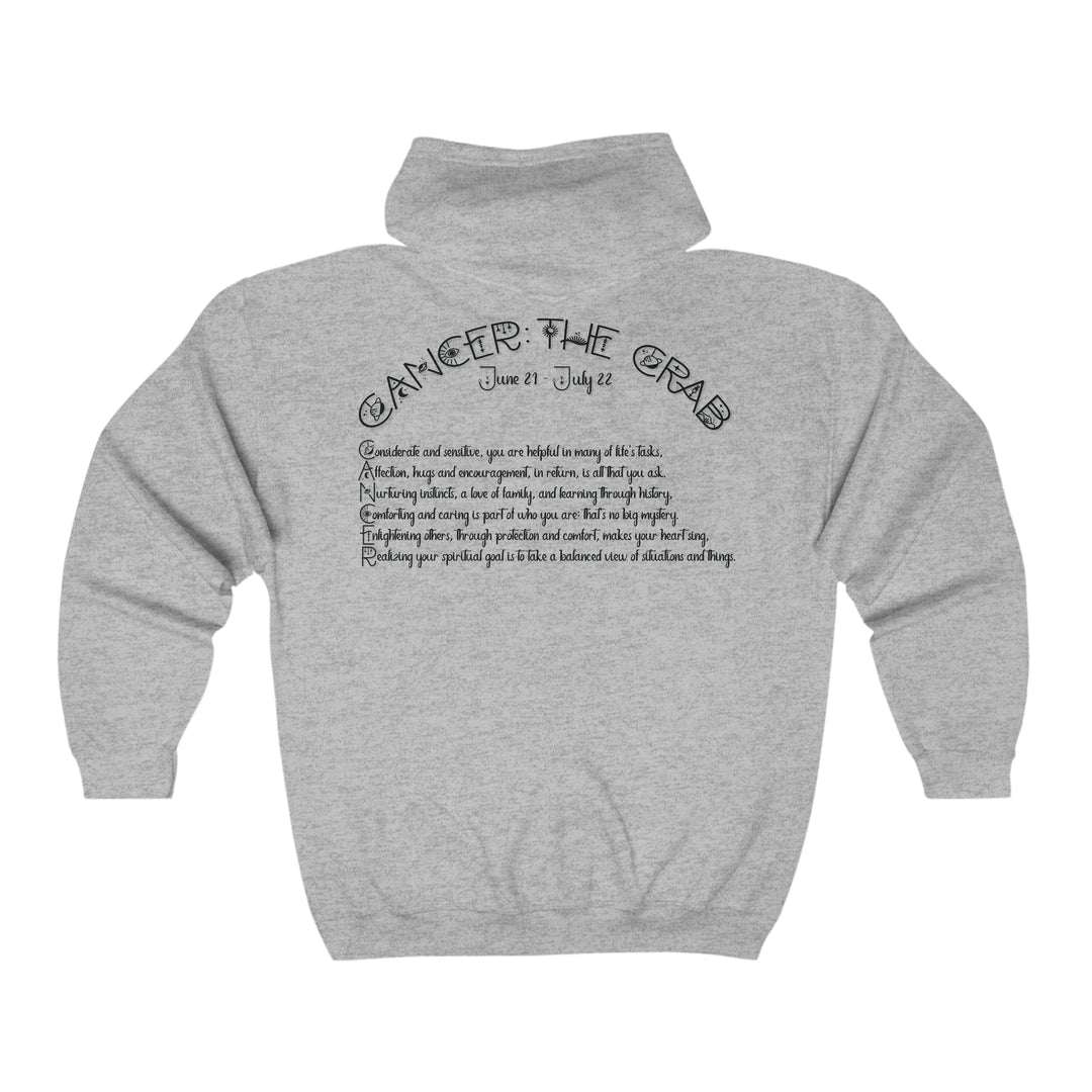 Written in the Stars Unisex Full Zip Hooded Sweatshirt - Cancer