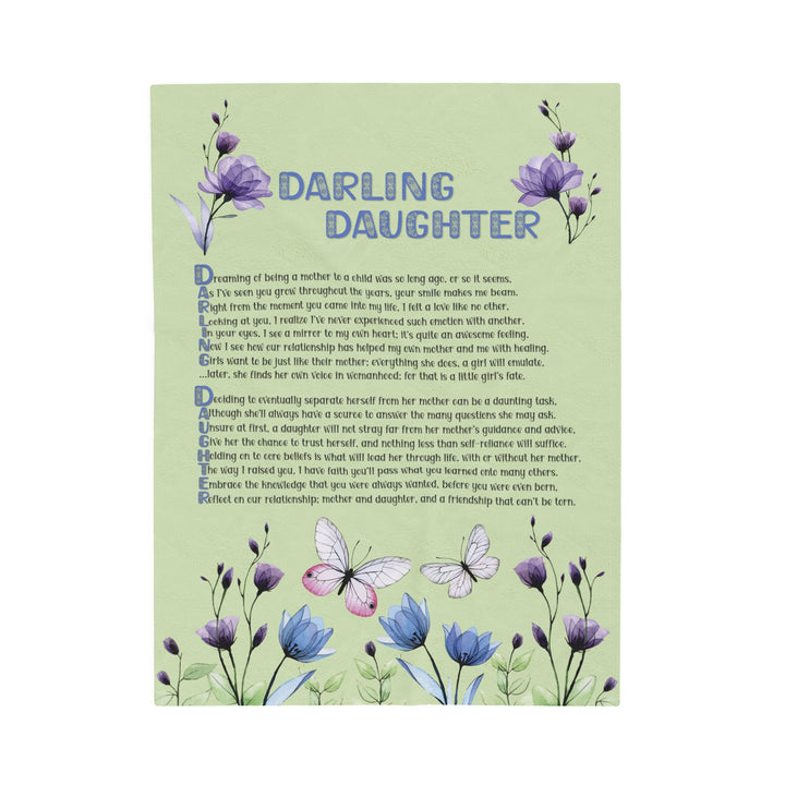 It's Just a Phrase Velveteen Plush Blanket with Acrostic Poem Spelling out "Darling Daughter" - Floral Design