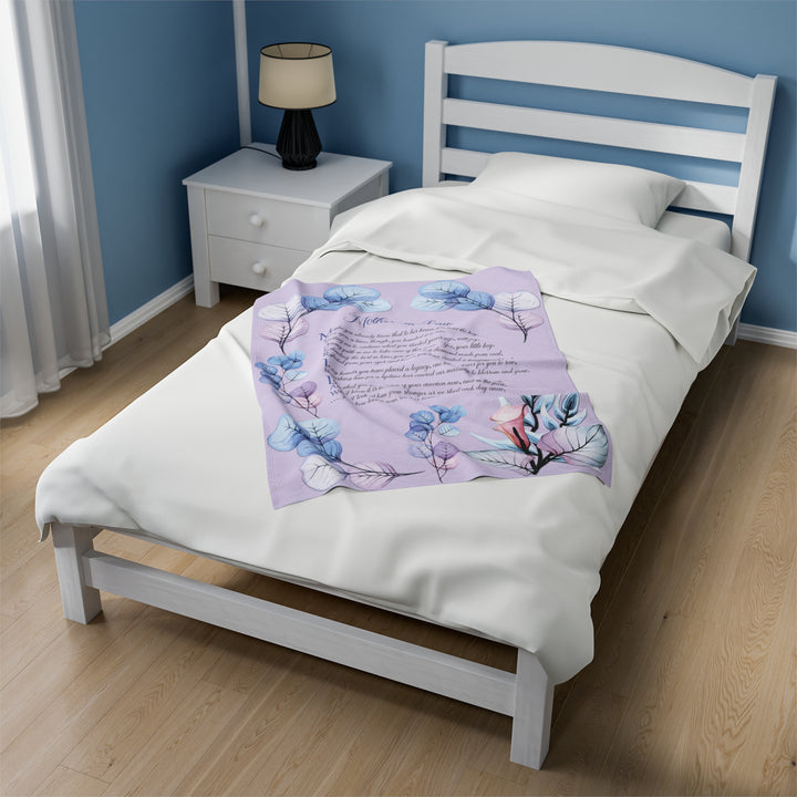It's Just a Phrase Velveteen Plush Blanket with Acrostic Poem Spelling out "Mother-in-Law" - Transparent Flowers