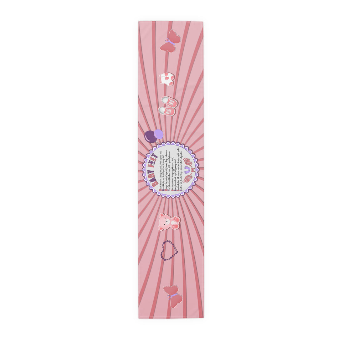 Baby Feet Acrostic Poem Table Runner - Pink-Wings