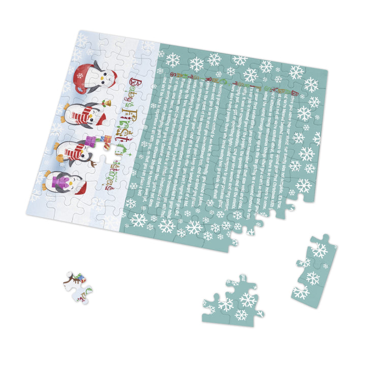 Baby's First Christmas Acrostic Poem Jigsaw Puzzle - Gingerbread - Penguins - Tin Box