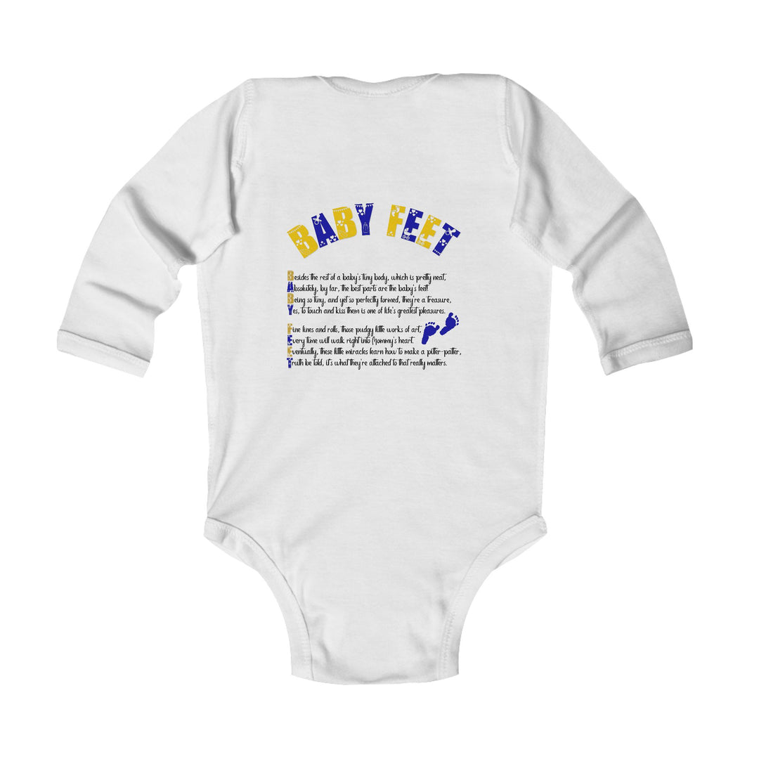 Baby Feet Acrostic Poem Long Sleeve Bodysuit - Blue Footprints