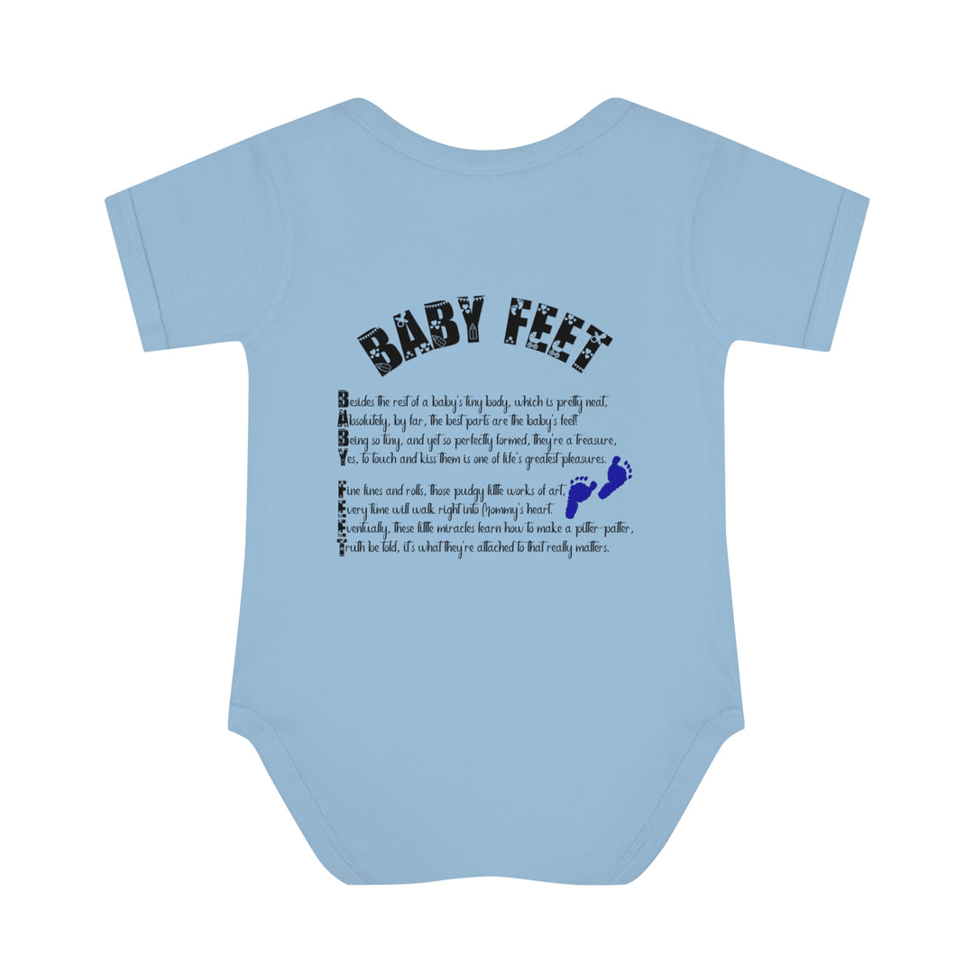 Baby Steps "Baby Feet" Acrostic Poem Bodysuit - Blue Footprints