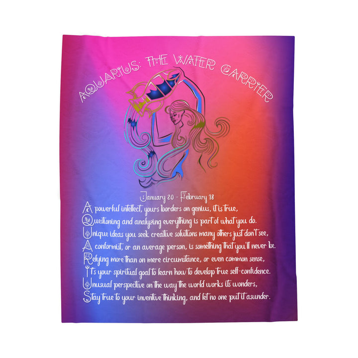 Aquarius Acrostic Poem Velveteen Plush Blanket  - Colorful