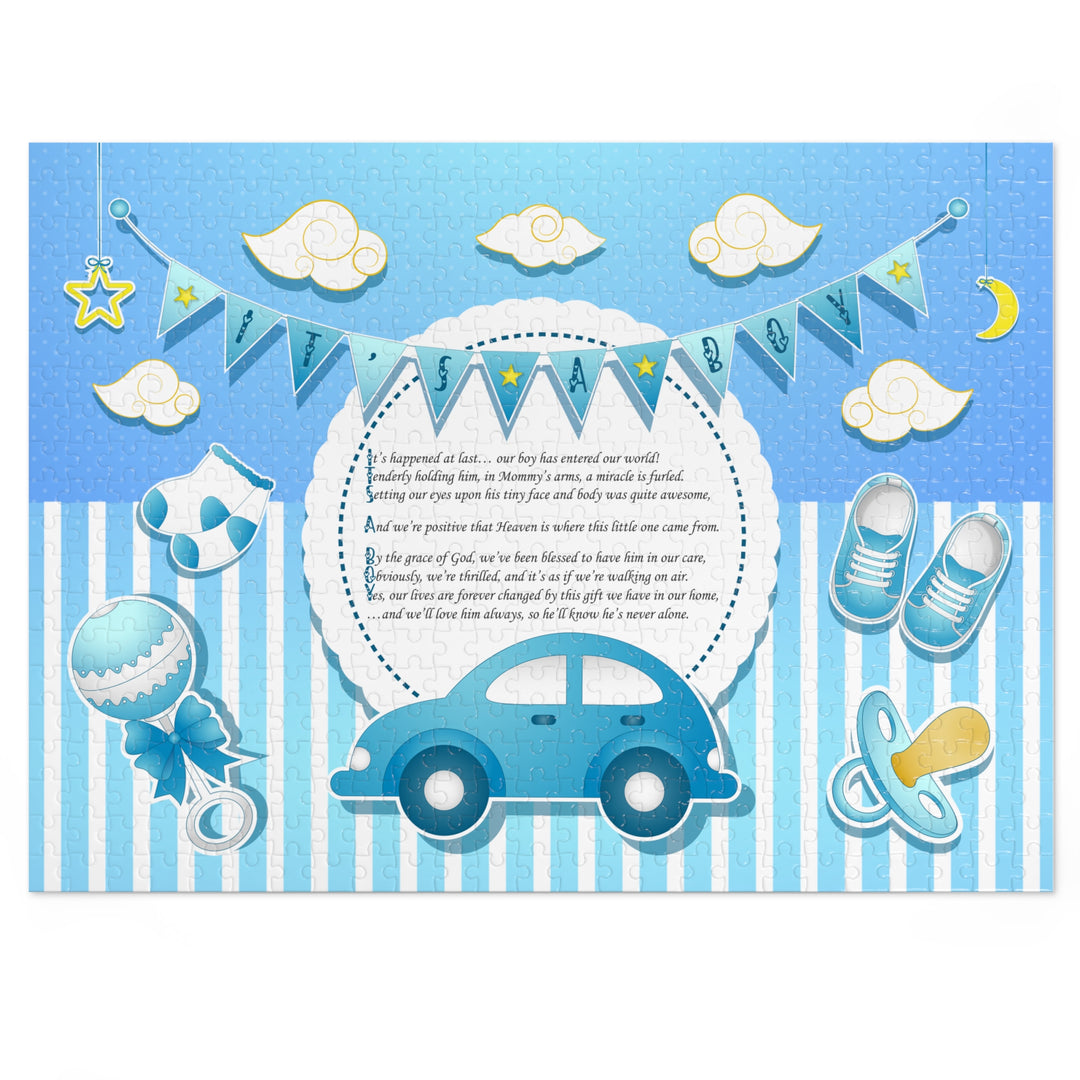 It's a Boy Acrostic Poem Puzzle - Blue Stripes - Tin Box - No Personalization