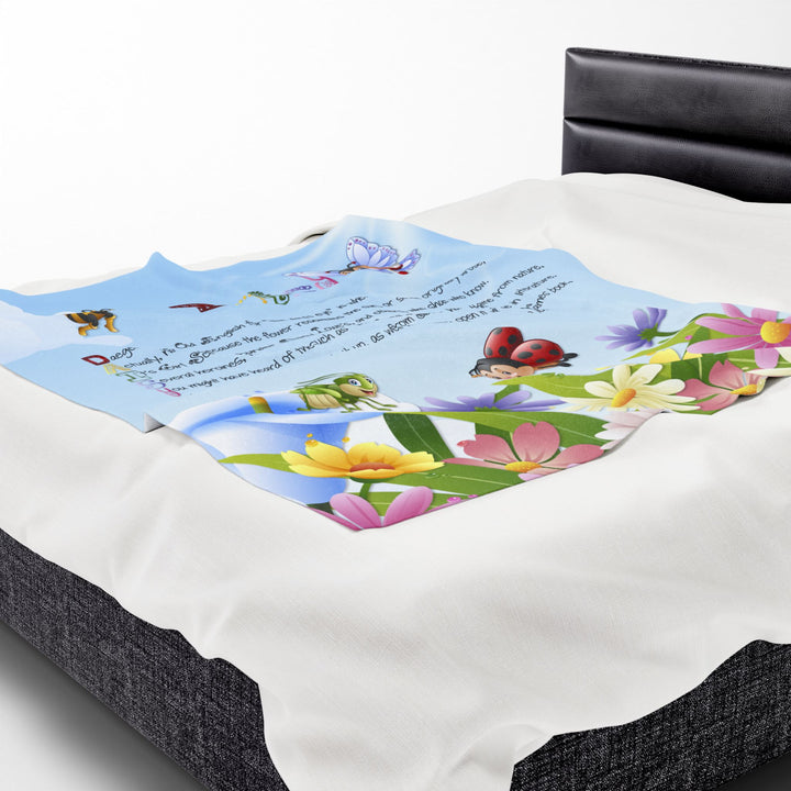 Namesakes Acrostic Poem Velveteen Plush Blanket - Flowers-Insects
