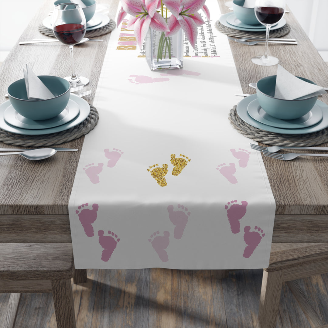 “Baby Feet” Table Runner - Pink-Gold - No Personalization