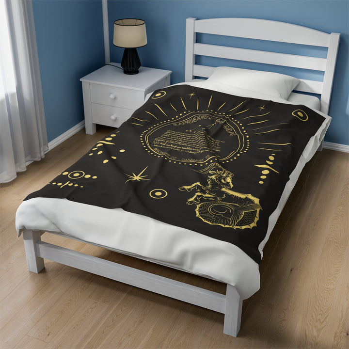 Written in the Stars Velveteen plush blanket with acrostic poem spelling out "Capricorn"